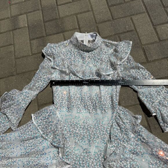 Elliatt Waratah Embroidered Mesh White Sequin Ruffle Dress NWOT Small - Picture 14 of 16